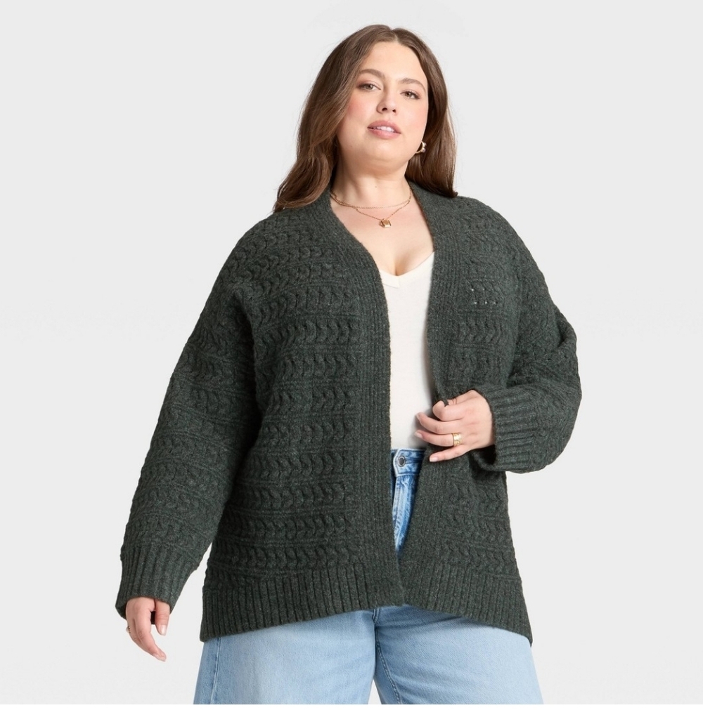 Universal Threads Womens Open Stitch Gray Cozy Cardigan 1X/2X Nwt